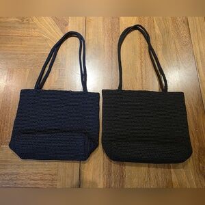 The Sak Casual Classic Crochet Shoulder Bag Purse Handbag Blue Black Set 2